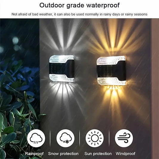 4 PCS LED Solar Wall Lights Outdoor Waterproof Automatic Sensor  and  House Courtyard Landscape Fence Balcony Decor Lamp